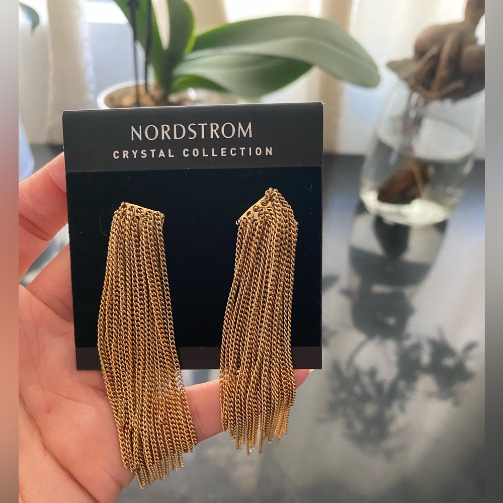 Nordstrom Gold Multi-Chain Fringe Drop Earrings